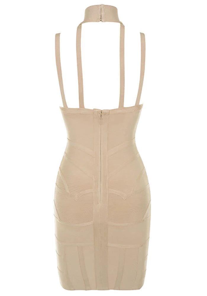 Halter Structured Dress Nude