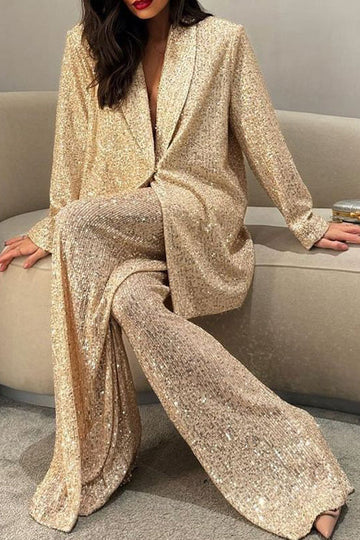 Sequined Wide-leg Pants