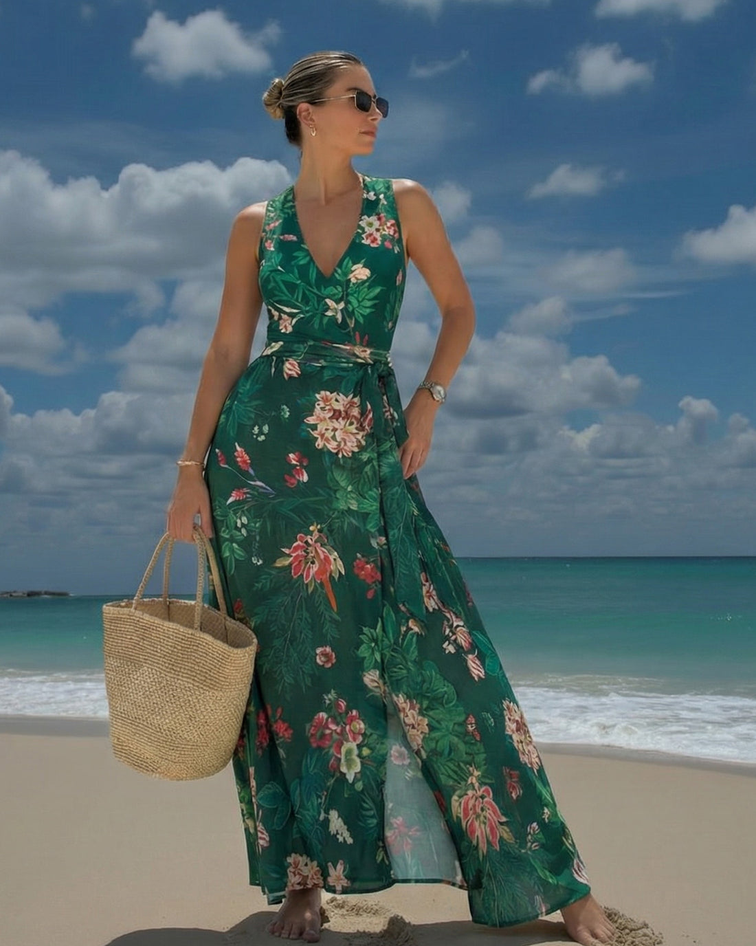 V Neck Blossom Print Swimsuit Set(s)