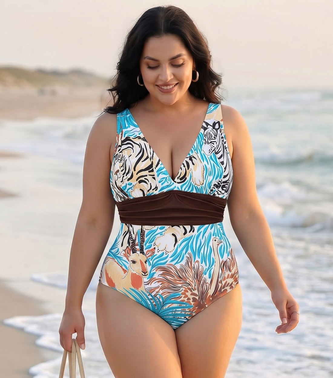 V Neck Animal Print Swimsuit Set(s)
