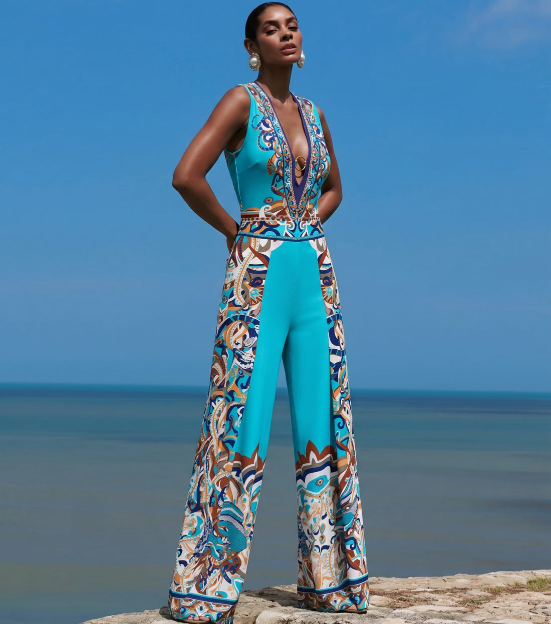 Butterfly and Dragonfly V-neck Hollow Print One Piece Swimsuit and Pants