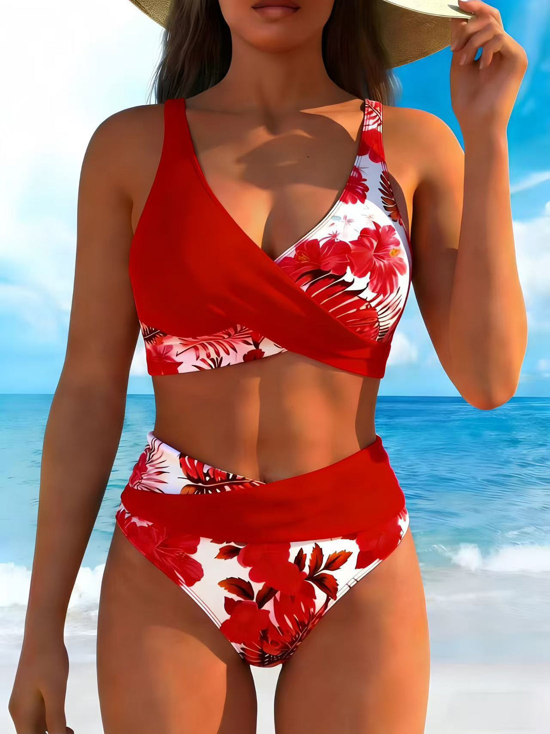 Women's Sexy Bikini Set with Tropical Floral Print
