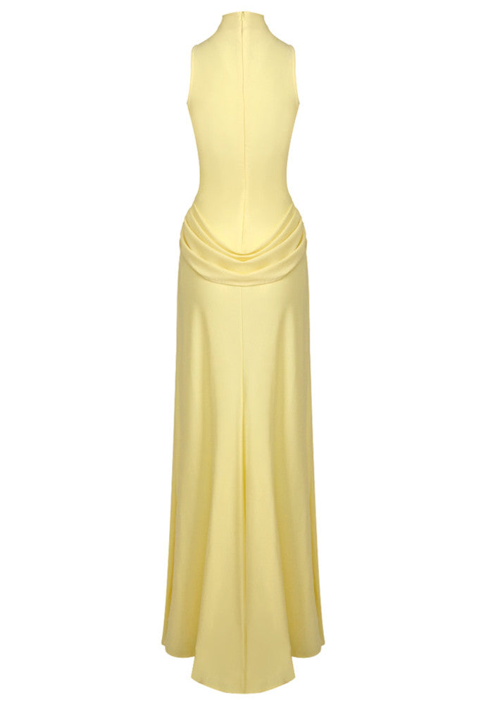 Draped Detail Maxi Dress Yellow