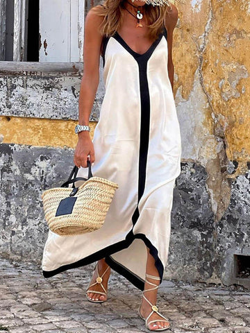 Lavechic Colorblock Suspender Midi Dress