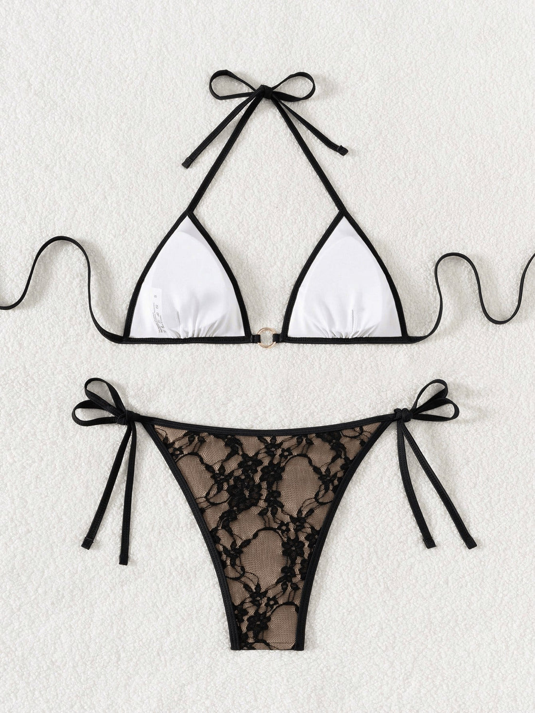 Sexy Backless Strappy Lace Triangle Bikini