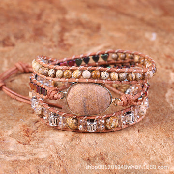 Unisex Natural Picture Stone Crystal N Bracelet