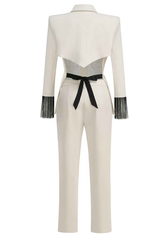 Tassel Long Sleeve Suit Ivory