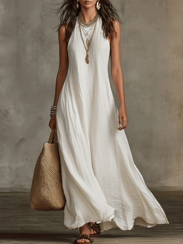 Airy Bohemian Sleeveless Flowy Maxi Dress