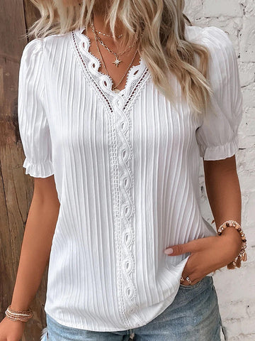 Women's Stylish Cutout Short-Sleeve Shirt