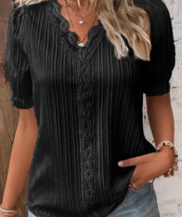 Women's Stylish Cutout Short-Sleeve Shirt