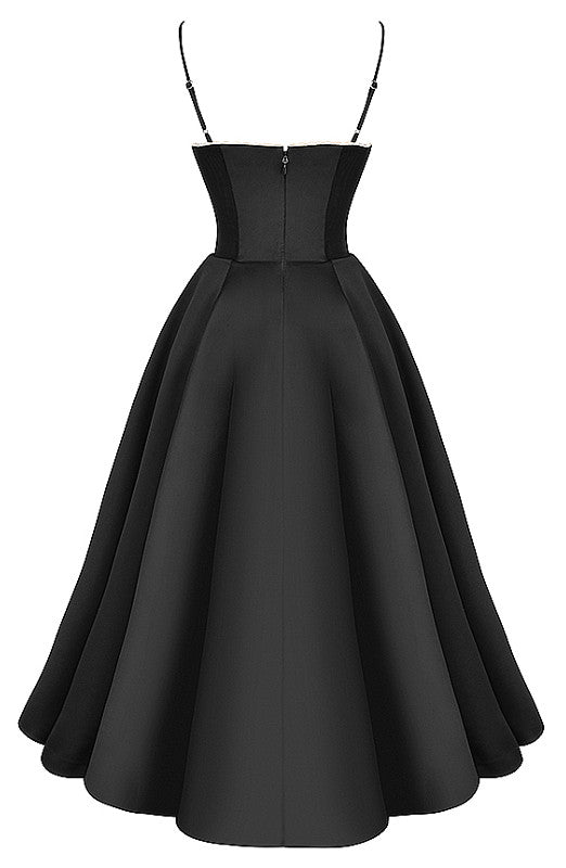 Bustier A Line Mesh Detail Midi Dress Black