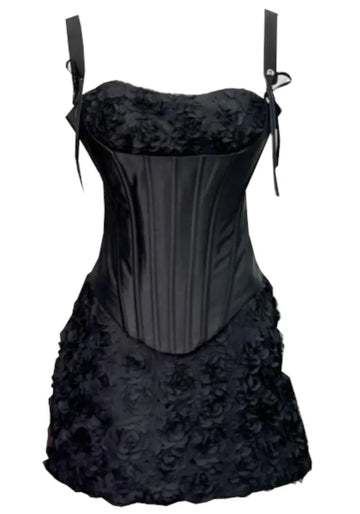 Floral Corset Dress Black