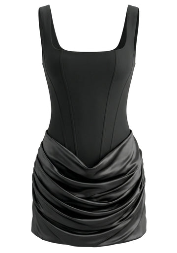 Draped Detail Corset Dress Black