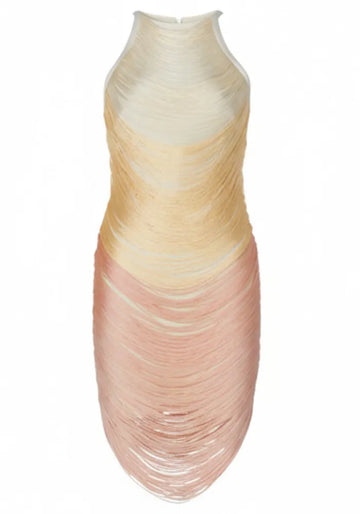 Tassel Detail Dress Gold Pink