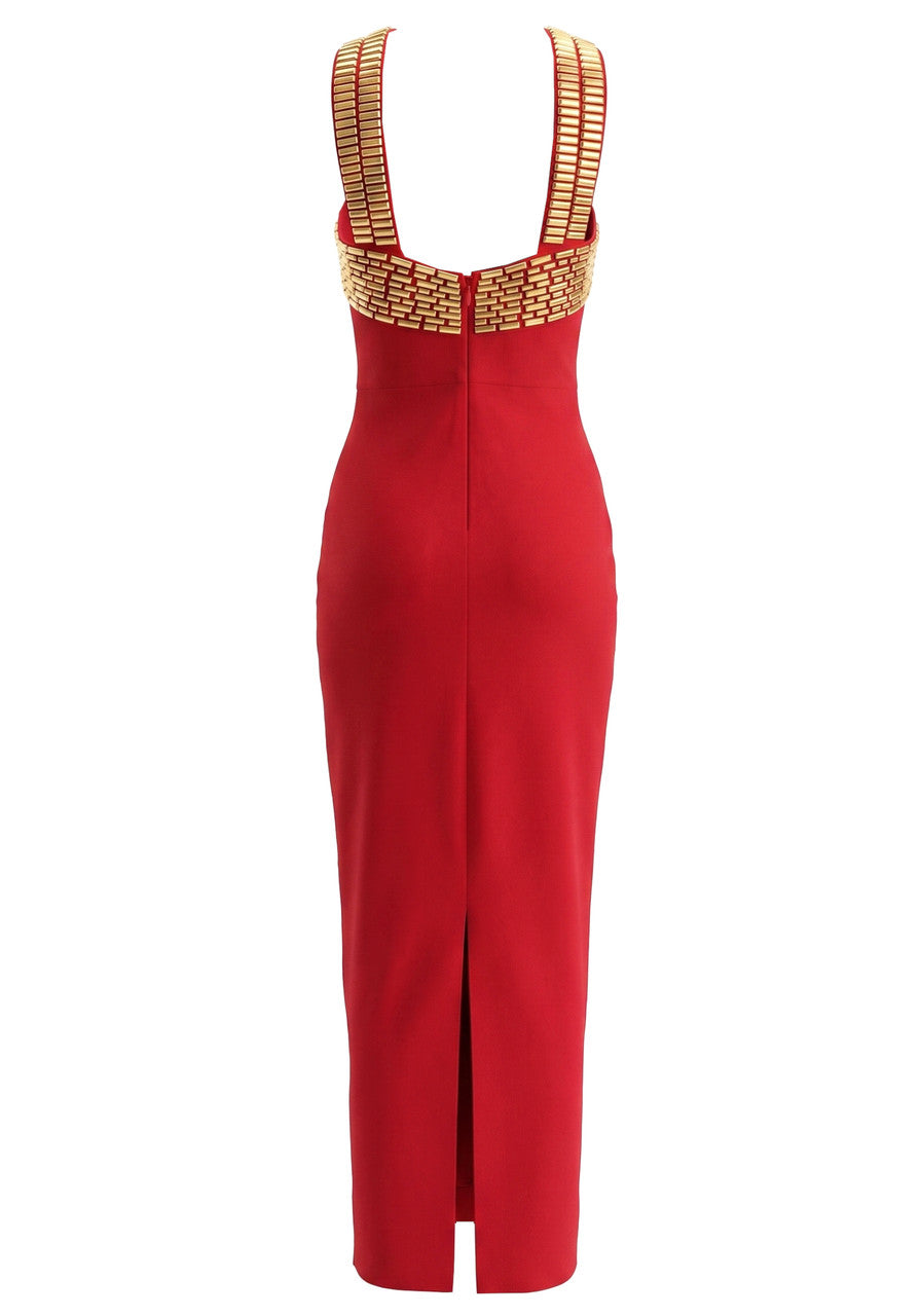 Embellished Maxi Dress Red