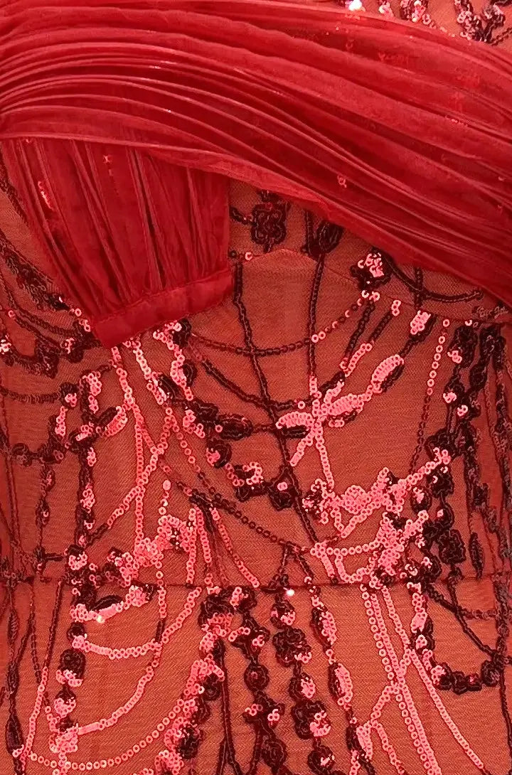 Strapless Sequin Dress Red