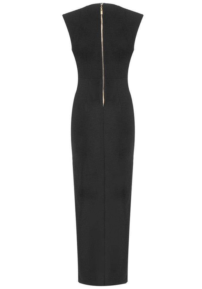 Button Detail Maxi Dress Black
