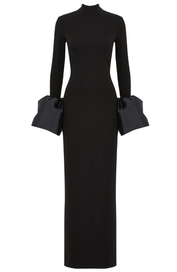 Puff Sleeve Maxi Dress Black