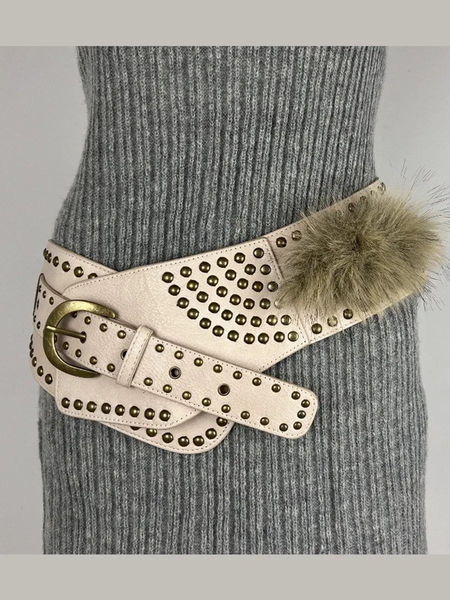 Women's Fur Belt Retro Versatile Faux Leather Belt MDA0480H9T