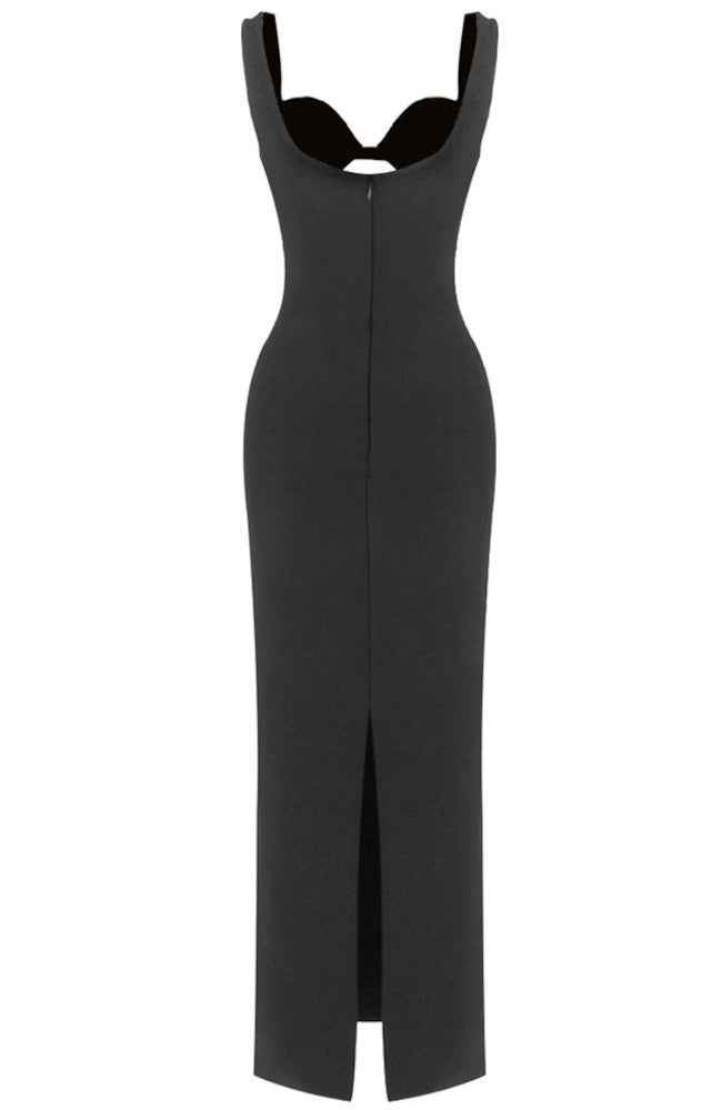 Crystal Cut Out Bustier Maxi Dress Black