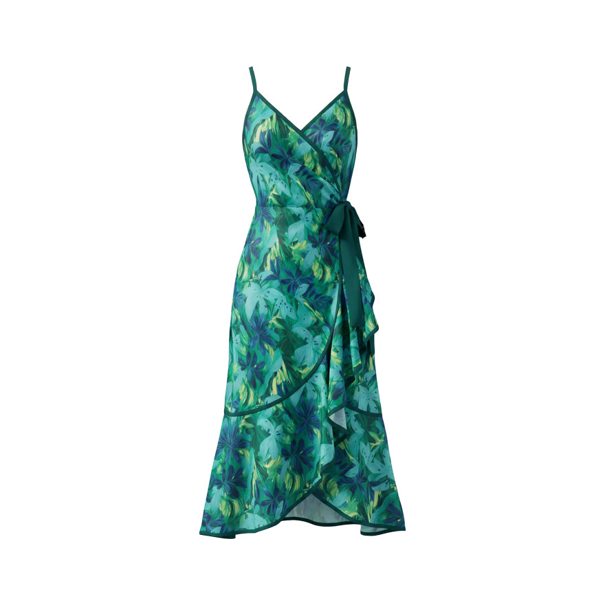Printed Camisole Asymmetric Maxi Dress