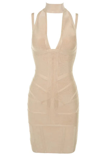 Halter Structured Dress Nude