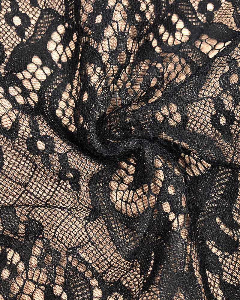 Lace Corset Midi Dress Black