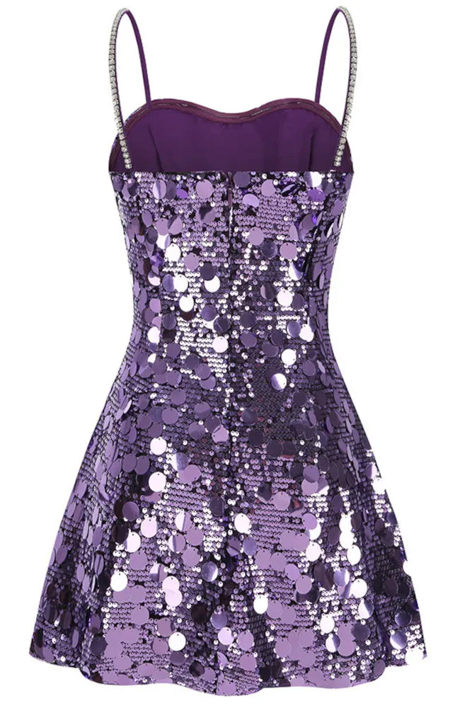 Sequin A Line Dress Purple