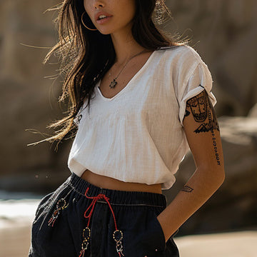 Women's Casual Linen Short Sleeve T-Shirt