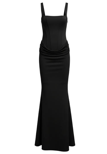Corset Draped Maxi Dress Black