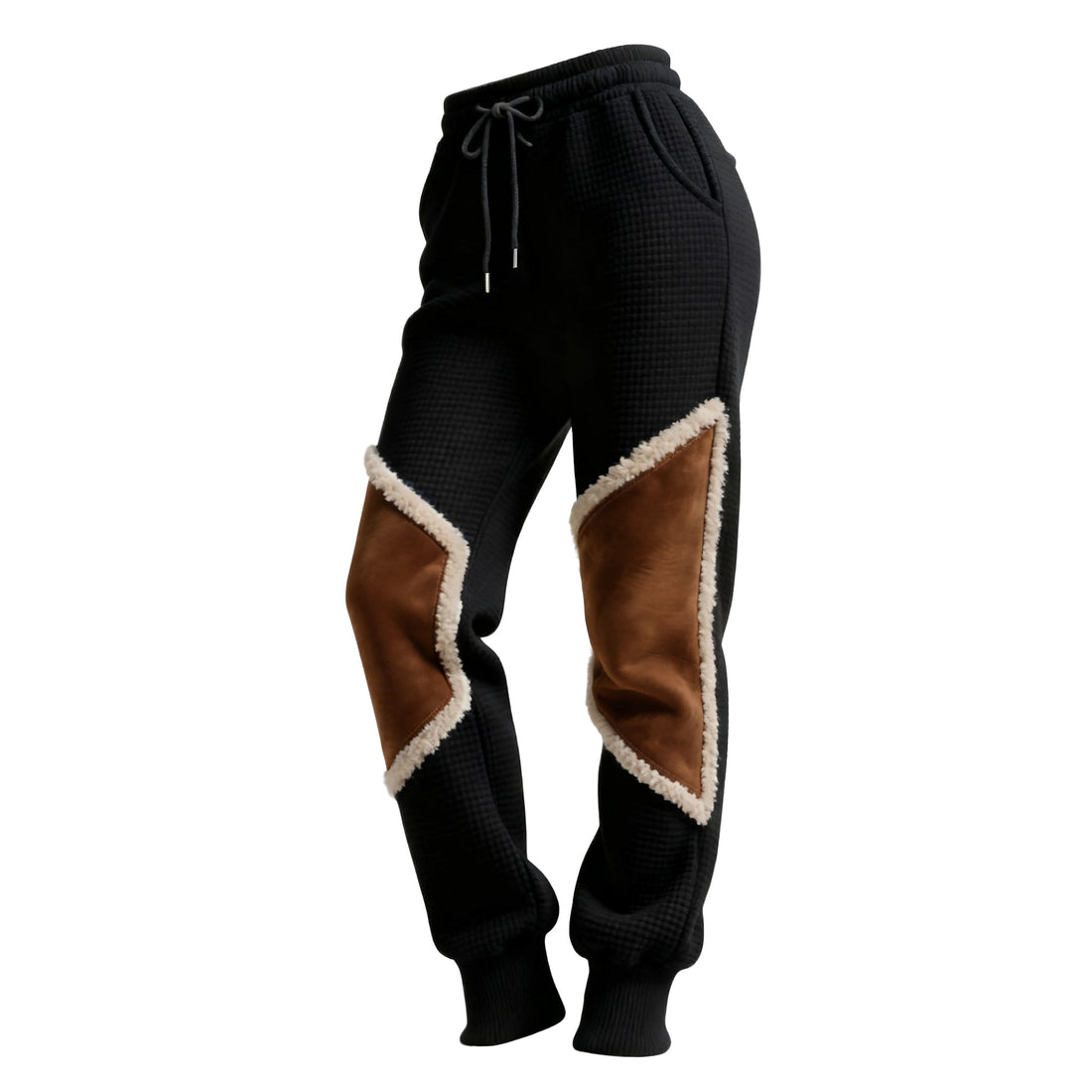 Women's Retro Western Waffle Contrast Suede Track Pants