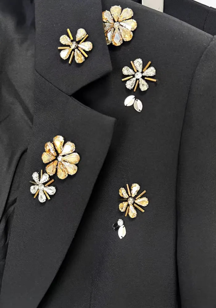 Crystal Flower Suit Black