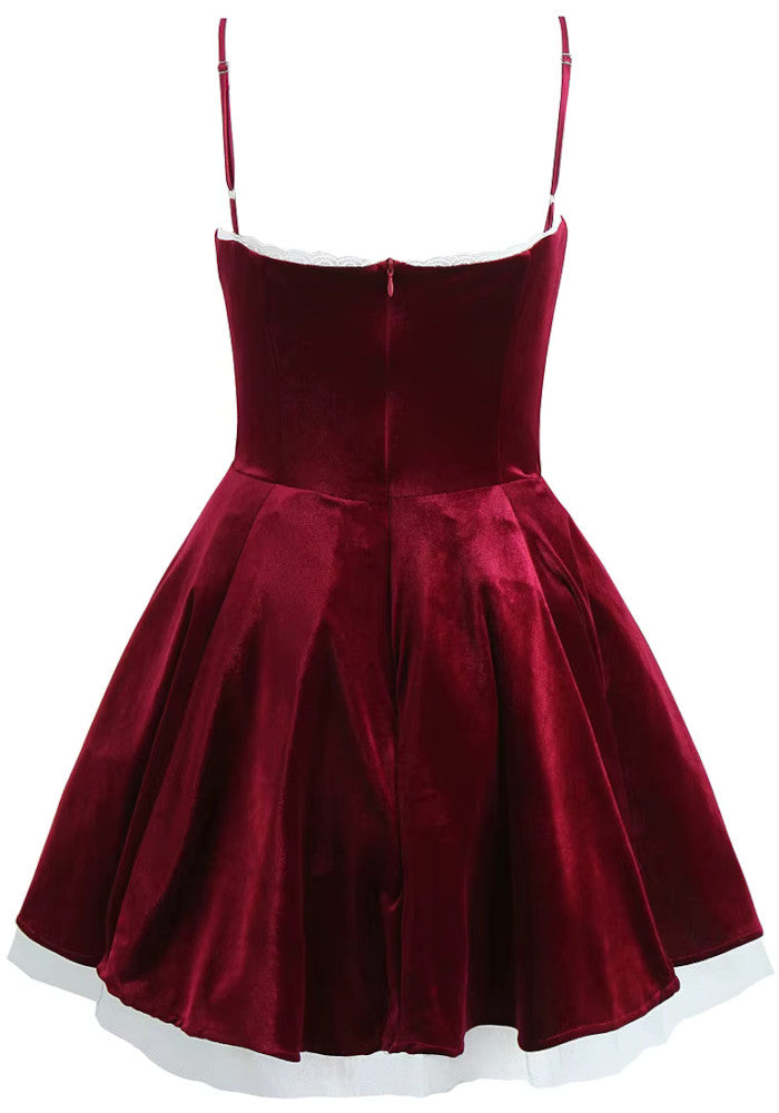 Bustier A Line Velvet Dress Burgundy