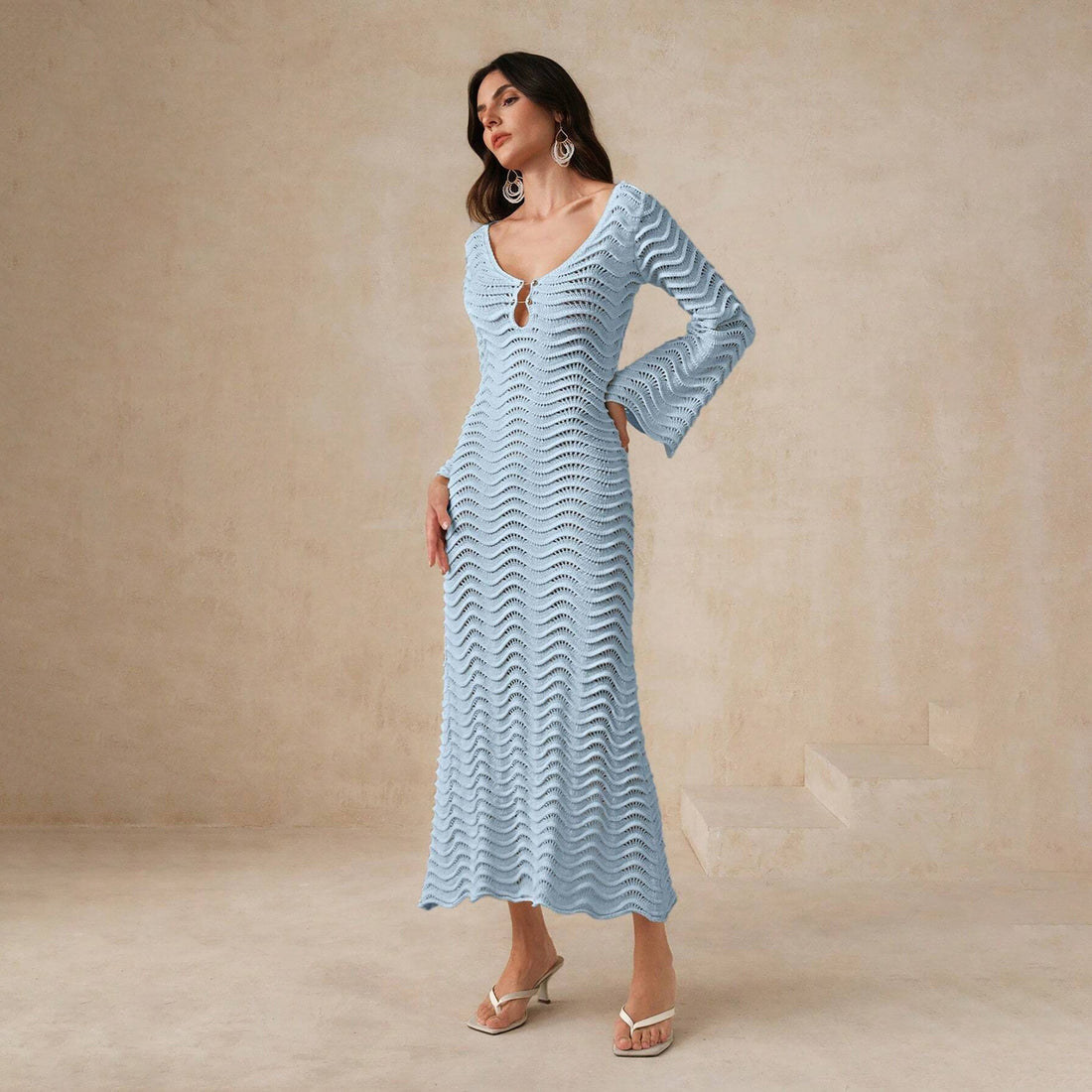 Solid Color Knitted Beach Dress