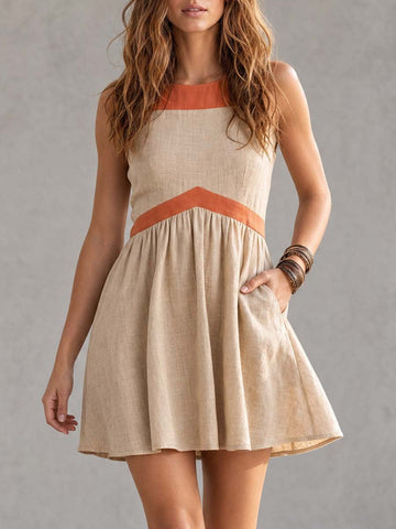 Boho Western Cotton-Linen Relaxed Sleeveless Mini Dress