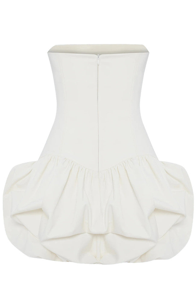 Strapless Studded Puff Dress White