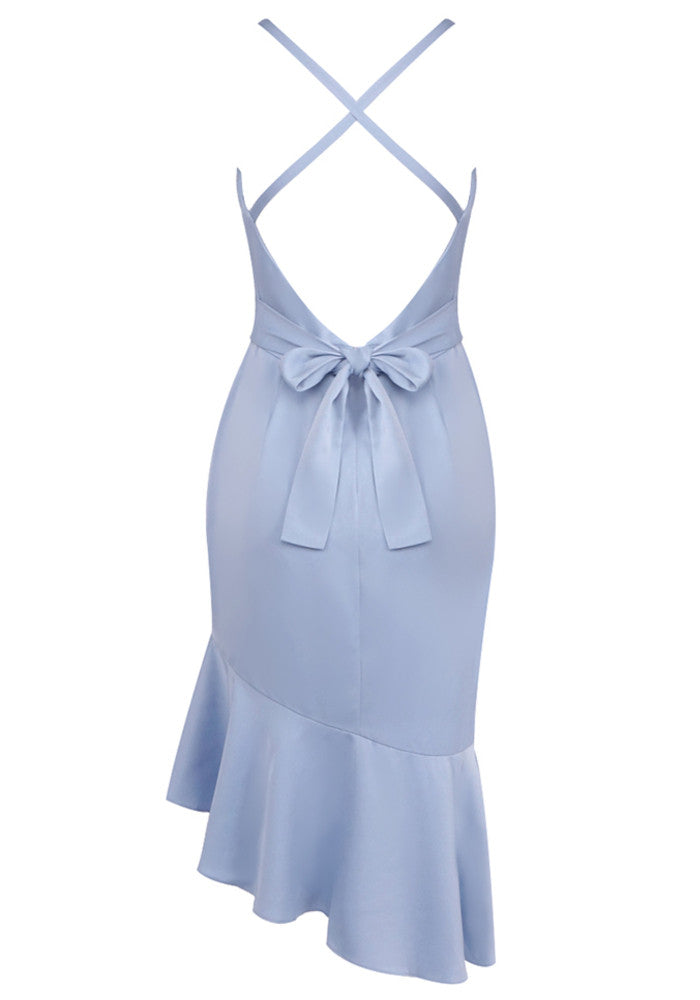 Ruffle Hem Midi Dress Blue