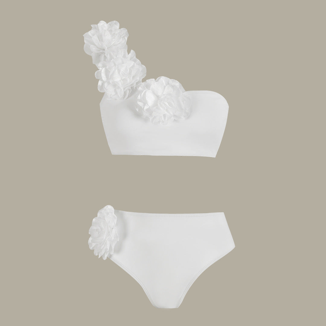 3D Flower One Shoulder Bikini Swimsuit