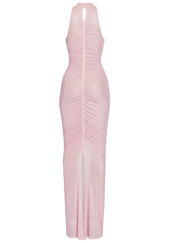 Embellished Ruched Maxi Dress Pink