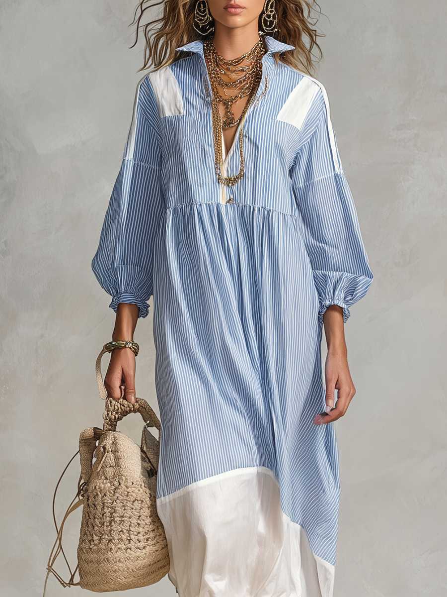 Bohemian Striped Long Dress