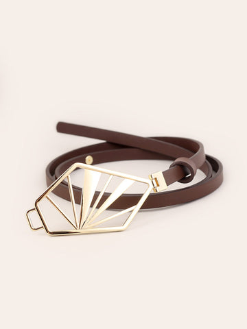 Women's Neutral - Brown Minimalist Leather Geometric Belt MDA0660H5I