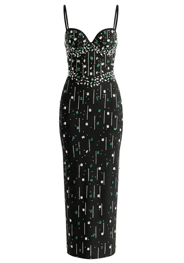 Crystal Front Maxi Dress Black