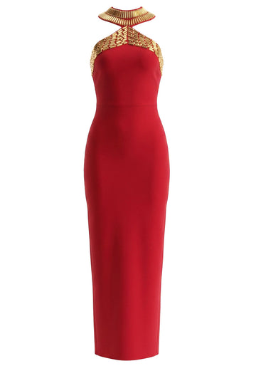 Embellished Maxi Dress Red