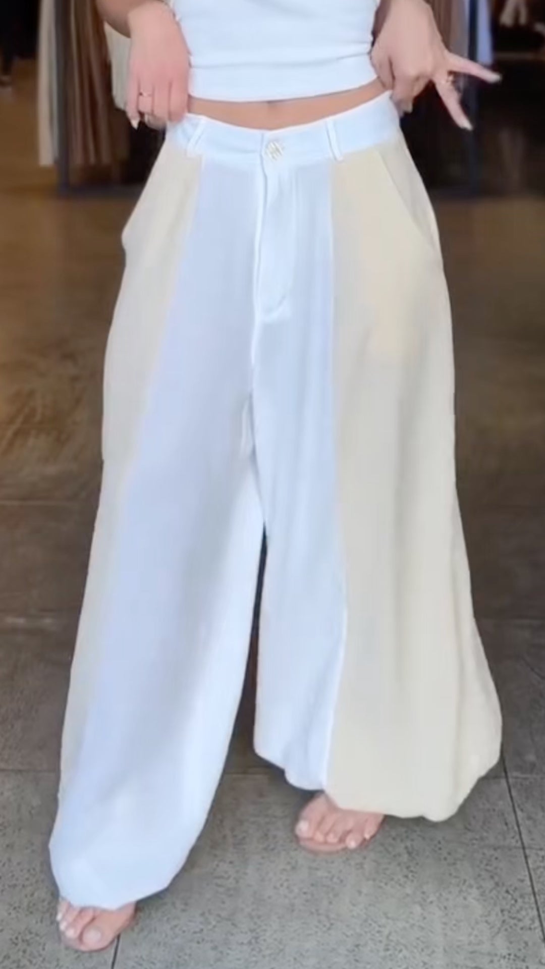 Panel High Waist Wide Leg Trousers
