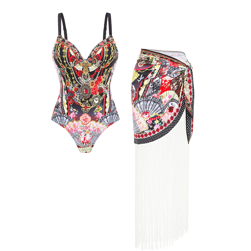 Underwire Chain Print Swimsuit Set(s)