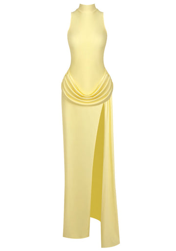 Draped Detail Maxi Dress Yellow