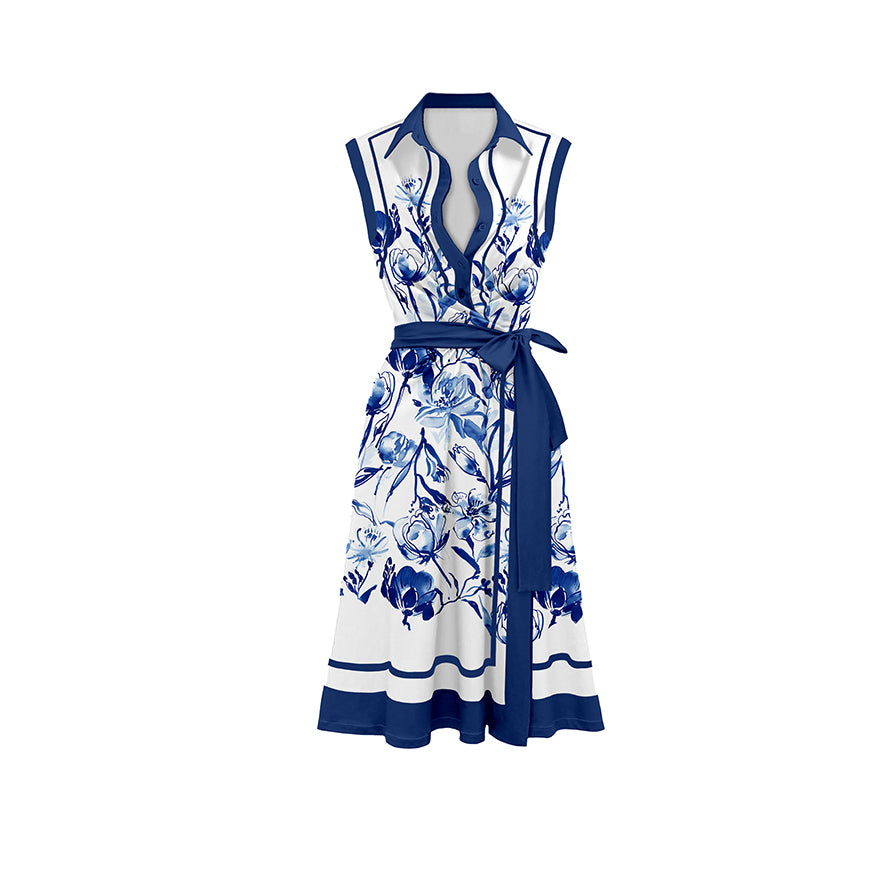 Printed flared wrap dress