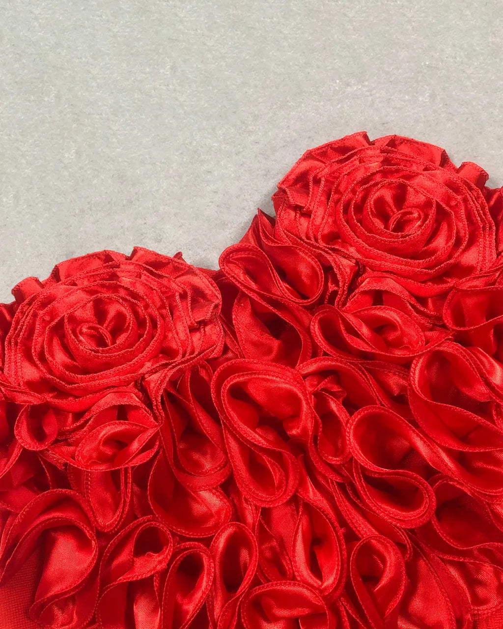 Strapless Floral Heart Two Piece Dress Red