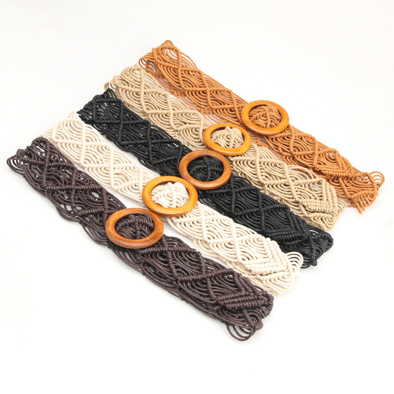 Vintage Wax Rope Hollow Woven Belt