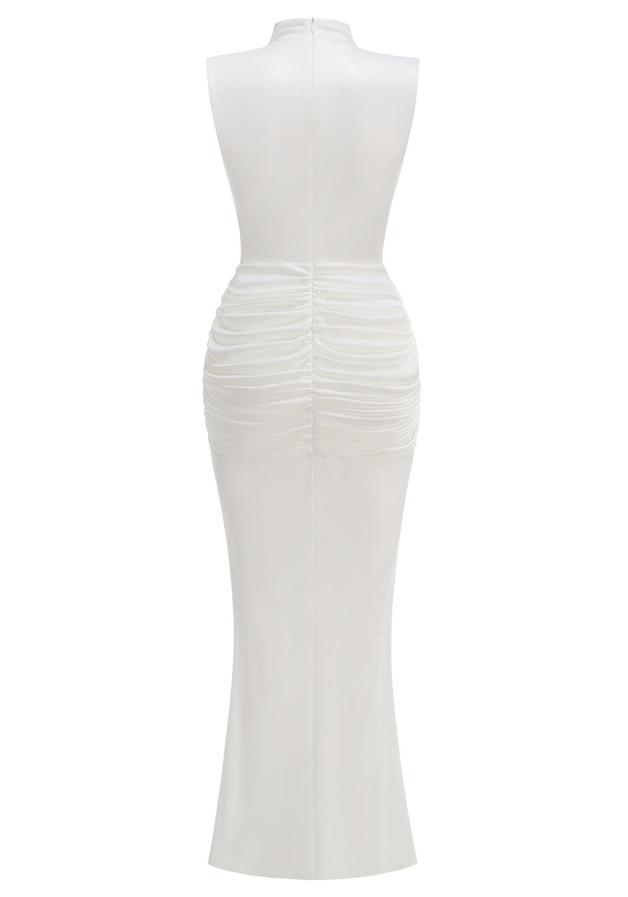Draped Detail Maxi Dress White